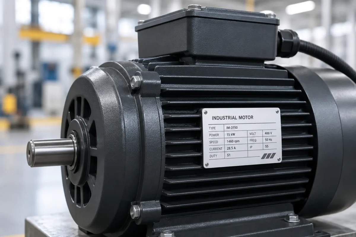 Printed identification label on industrial equipment