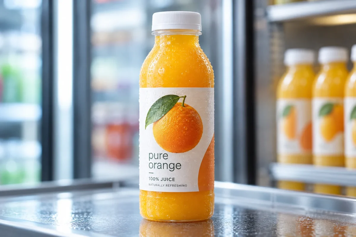 Printed label on a beverage bottle