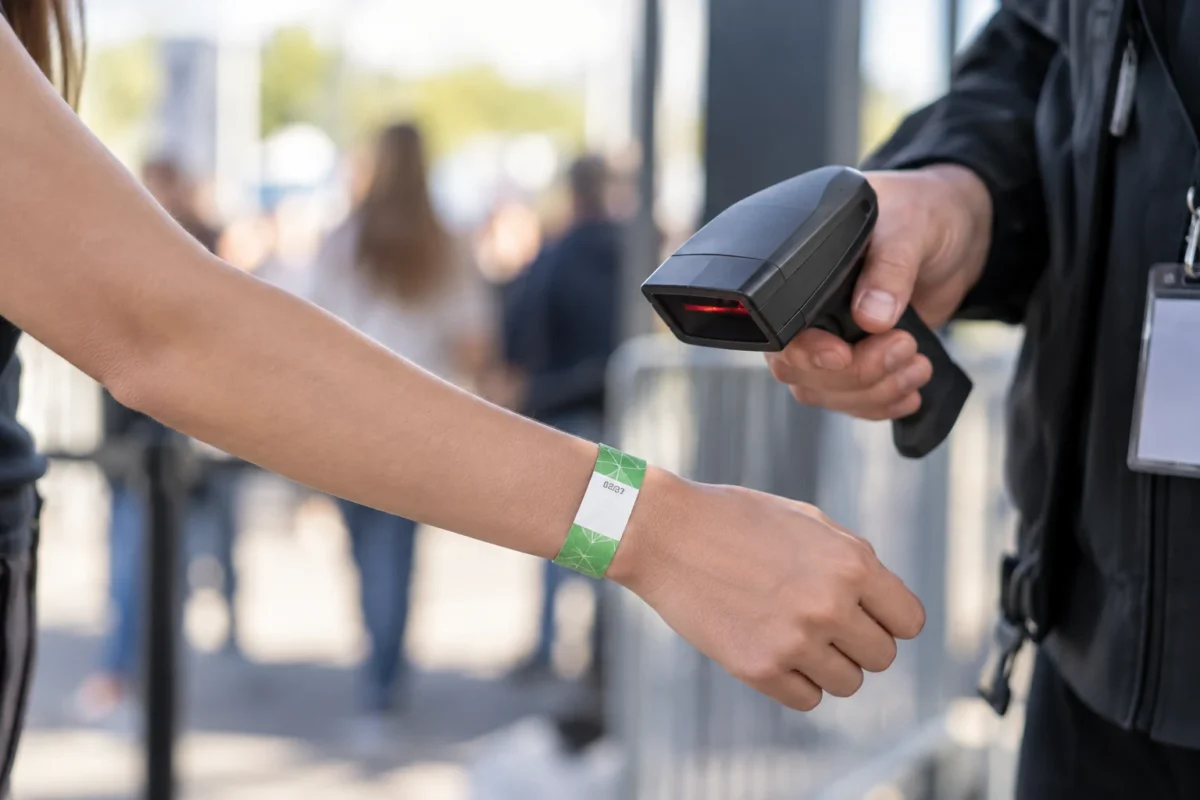 Event wristband being secured for access control