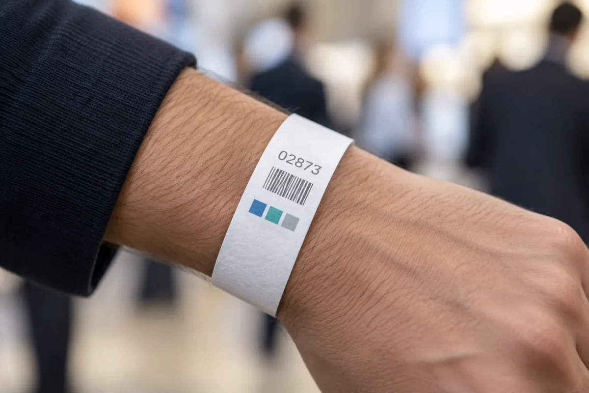 Printed identification wristband with barcode