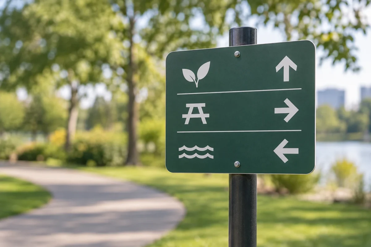 Printed outdoor wayfinding and directional sign