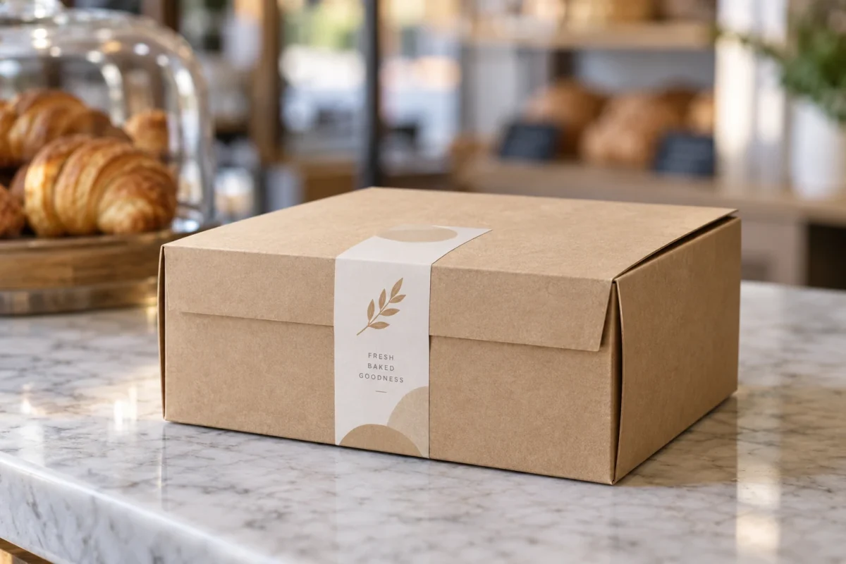 Printed closure label on takeaway packaging