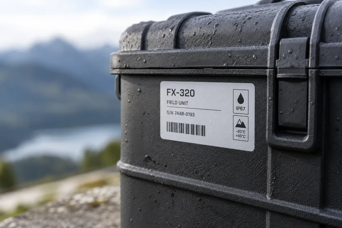 Printed caution label on outdoor equipment