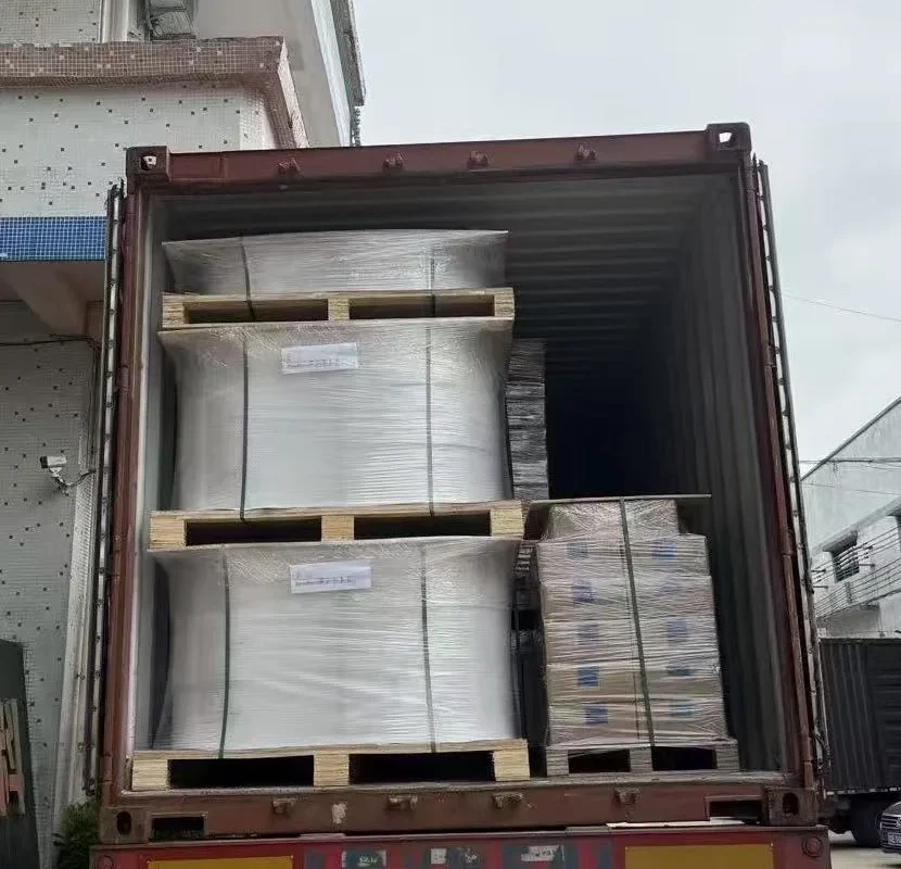 Material pallets loaded into a shipping container
